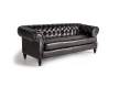 Sofa de 3 Plazas Tapizado Cuero Negro Clasico Serie Albasen