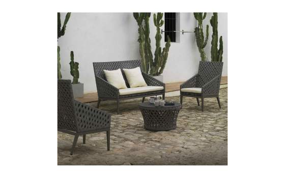 Sofa Diseño Jardin Cinta Gris Aluminio con Cojin Serie Tape