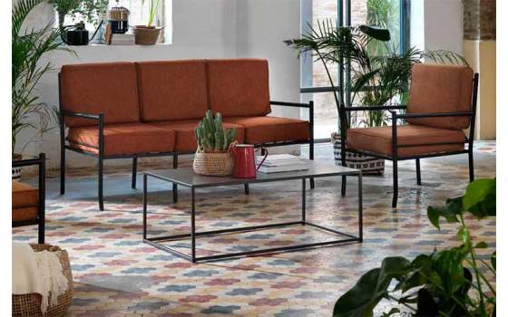 Sofa Forja 3 Plazas con Cojines Nilo