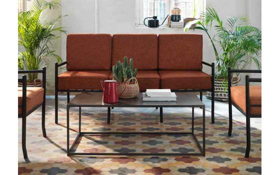 Sofa Forja 3 Plazas con Cojines Nilo