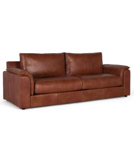 Sofa Grande Diseño Actual Piel Marron Serie Alduan