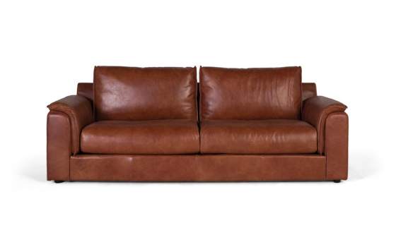 Sofa Grande Diseño Actual Piel Marron Serie Alduan