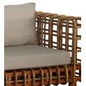 Sofá Grande Rattan Natural Cojín en Gris Enrejado