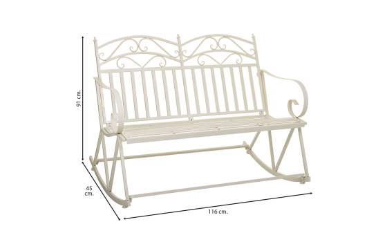 Sofa Mecedora de Forja Blanca 2 Plazas Clasico Aggema