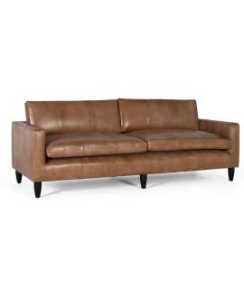 Sofa Salon Grande Clasico Vintage Piel Marron Serie Alduan