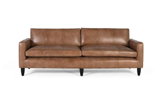 Sofa Salon Grande Clasico Vintage Piel Marron Serie Alduan