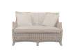 Sofa Tresillo 2 Plazas Rattan Madera Patinado Blanco  Melbourne