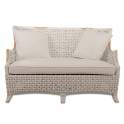 Sofa Tresillo 2 Plazas Rattan Madera Patinado Blanco  Melbourne