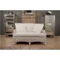 Sofa Tresillo 2 Plazas Rattan Madera Patinado Blanco  Melbourne
