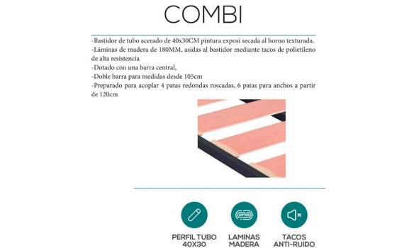 Somier Laminas de Madera Combi