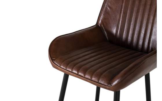 Taburete Alto Bar en Piel Marron y Patas Metal aizola Altenau