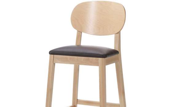 Taburete Alto Bar Madera de Haya Tapizado Serie Stylo