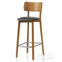 Taburete Alto Bar Madera de Haya Tapizado Serie Yara