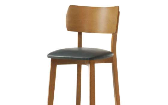 Taburete Alto Bar Madera de Haya Tapizado Serie Yara