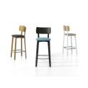 Taburete Alto Bar Madera de Haya Tapizado Serie Yara