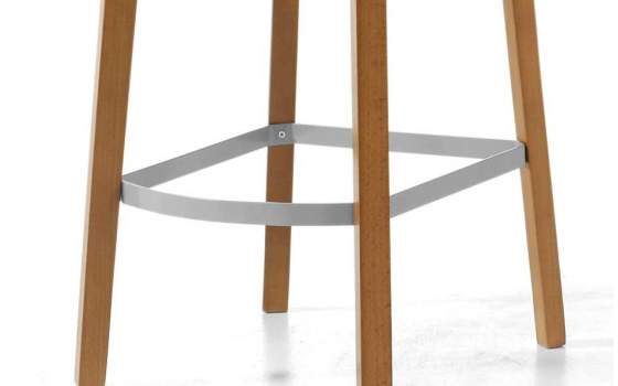 Taburete Alto Bar Madera de Haya Tapizado Serie Yara