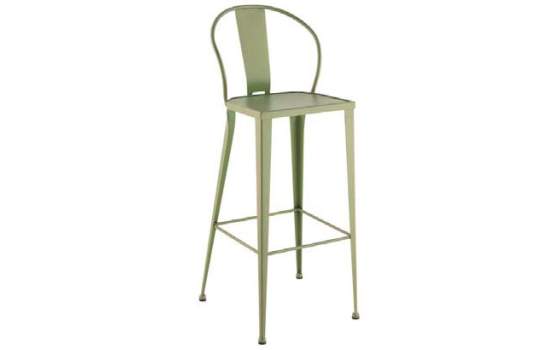 Taburete Alto Respaldo Bar de Forja Industrial Madera Alfamar