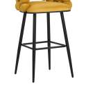 Taburete Alto Tapizado Terciopelo Amarillo Patas Acero Nimpha
