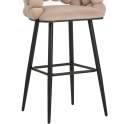 Taburete Alto Tapizado Terciopelo Beige Patas Acero Nimpha