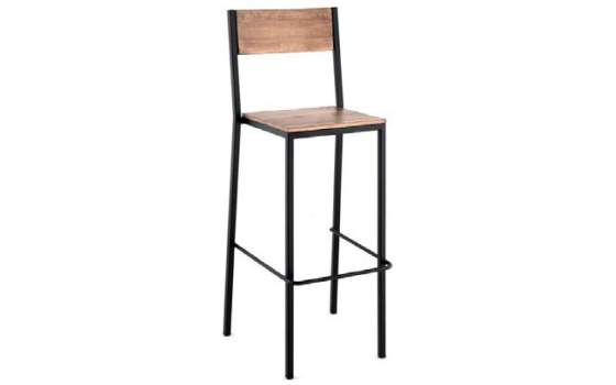 Taburete Bar Alto de Forja y Madera Serie Alfamar