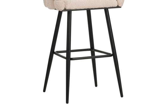 Taburete Bar Alto Tapizado Rizo Suave Beige  Forja  Negro Laysan