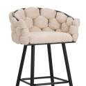 Taburete Bar Alto Tapizado Rizo Suave Beige  Forja  Negro Laysan