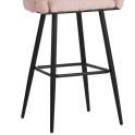 Taburete Bar Tapizado Rizo Suave Rosa Patas Acero Laysan
