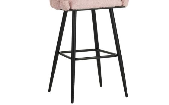 Taburete Bar Tapizado Rizo Suave Rosa Patas Acero Laysan