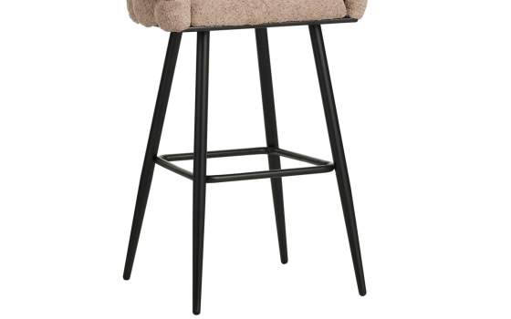 Taburete Bar Tapizado Rizo Suave Topo Patas Acero Laysan