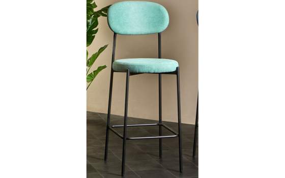 Taburete Bar Tapizado Turquesa Patas Metal Serie Maui Taburete Bar Tapizado Turquesa Patas Metal Serie Maui
