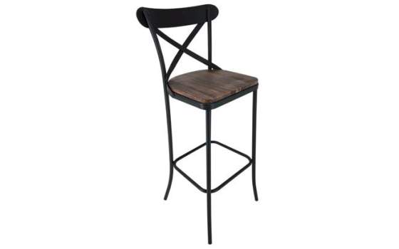 Taburete Clásico Bar Alto de Forja y Madera Serie Alfamar