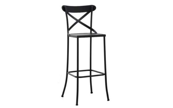 Taburete Clásico Bar Alto de Forja y Madera Serie Alfamar