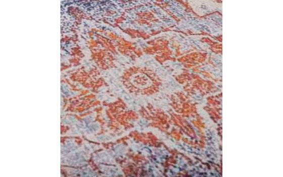 Taburete Cuadrado Tapizada Naranja azul Crema Serie Derial