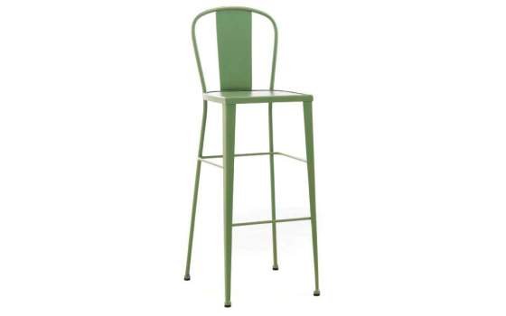 Taburete Respaldo Bar Alto de Forja y Madera Serie Alfamar