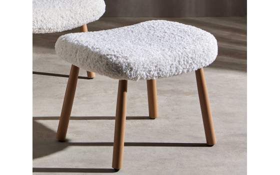 Taburete Tapizado Blanco Diseño Actual  Serie Kirk