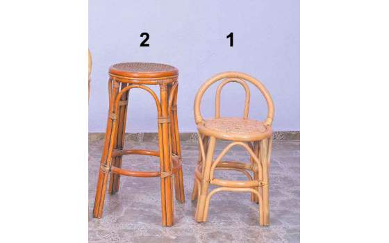Taburete y Silla de Bar en Rattan y Rejilla Serie Asitans