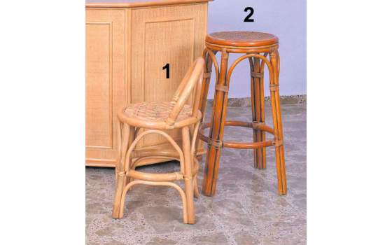 Taburete y Silla de Bar en Rattan y Rejilla Serie Asitans