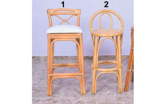 Taburetes de Bar 2 Acabados en Rattan y Rejilla Serie Asitans