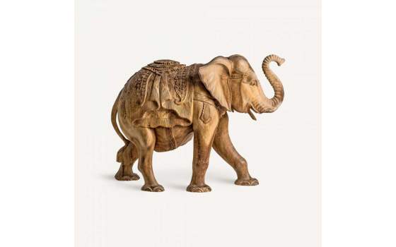 Talla en Madera Maciza Tropical de Elefante Serie Animales Talla en Madera Maciza Tropical de Elefante Serie Animales