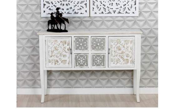 Taquillon Recibidor Blanco Decape Decorado Angaran