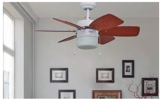 Ventilador Blanco Nogal Palas Reversibles