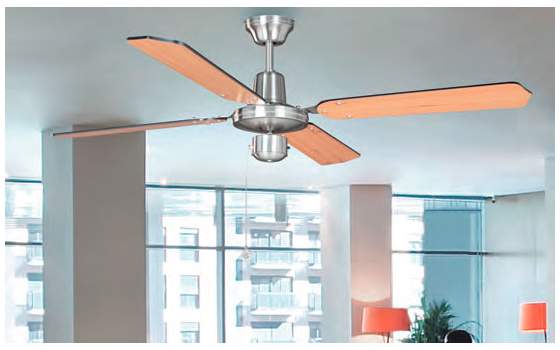 Ventilador Cromo Satinado  Palas Wengue