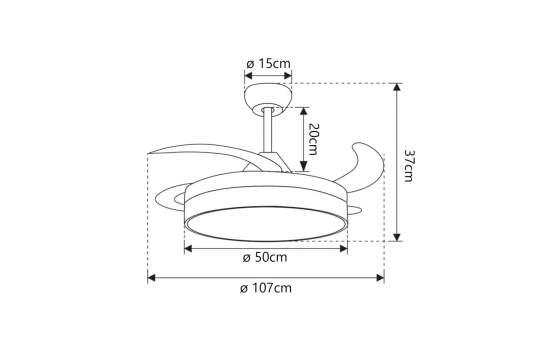Ventilador de Techo 3 Palas Blanco Madera Serie Togot