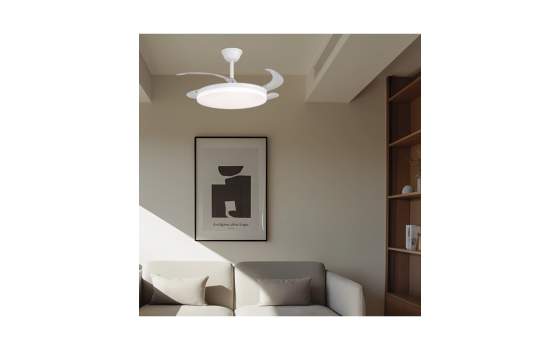 Ventilador de Techo Blanco Luz de Led 4 palas Serie Creta