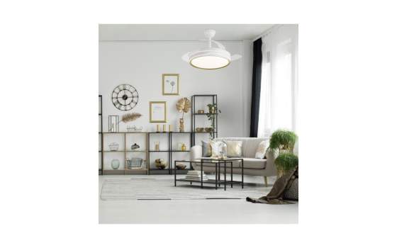 Ventilador de Techo Blanco-Oro Moderno LED Motor DC Serie Lima