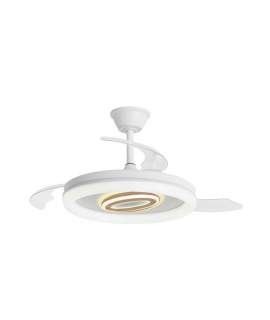 Ventilador de Techo Blanco y Madera con Aspas Retractiles Bribon