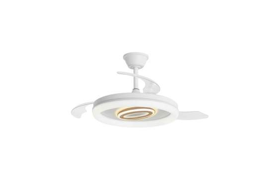 Ventilador de Techo Blanco y Madera con Aspas Retractiles Bribon