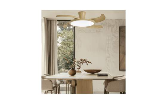 Ventilador de Techo con Aspas Retractiles Acabado Madera Qatar