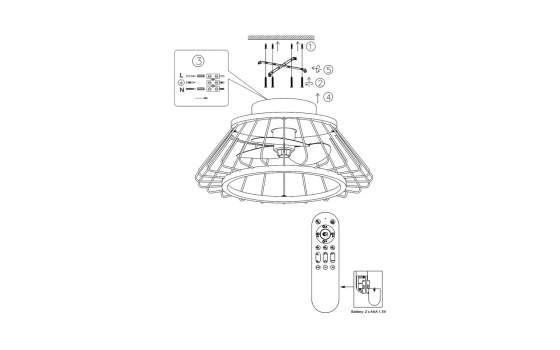Ventilador de Techo Modernista Led Negro Serie Malabo