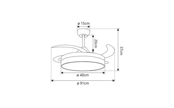 Ventilador de techo Negro con Led Palas de 91 Serie Togog